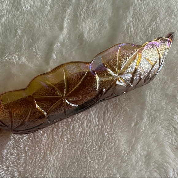 Vintage Amber Carnival Glass Sunflower Pattern Dish Vintage Marigold Candy Dish - Picture 4 of 5